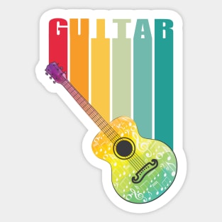 Acoustic guitar and music notes Sticker